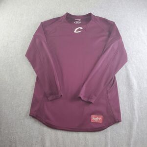 Cleveland Cavaliers Shirt Mens Small Maroon Rawlings Long Sleeve Active Warm-up